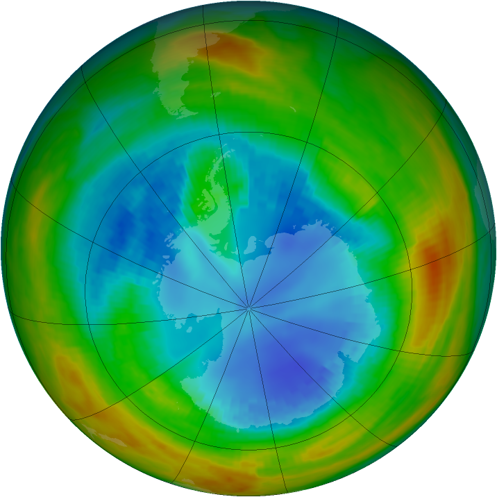 Antarctic ozone map for 24 August 1984